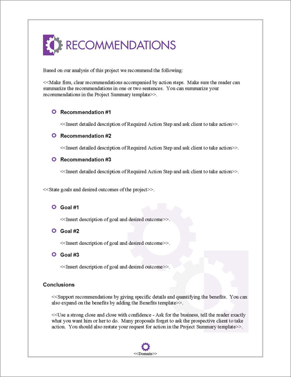 Proposal Pack Concepts #5 Recommendations Page Proposal Pack Concepts #5 Recommendations Page
