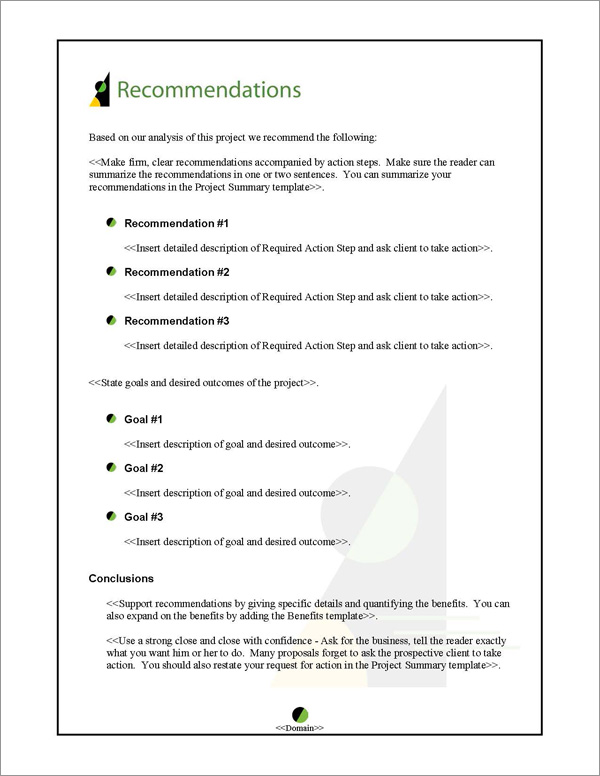Proposal Pack Concepts #6 Recommendations Page Proposal Pack Concepts #6 Recommendations Page