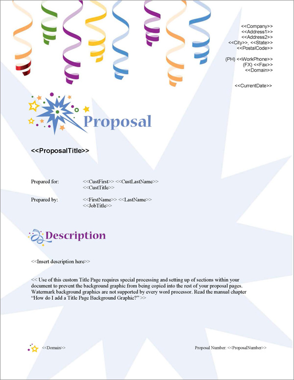 Proposal Pack Entertainment #2 Title Page