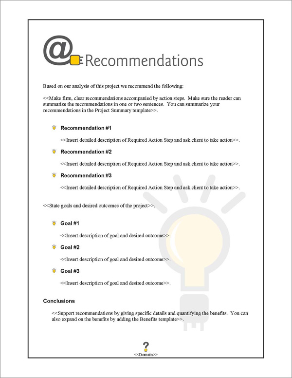 Proposal Pack Concepts #7 Recommendations Page Proposal Pack Concepts #7 Recommendations Page