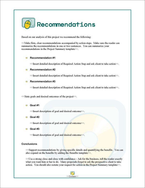 Proposal Pack Computers #1 Recommendations Page Proposal Pack Computers #1 Recommendations Page