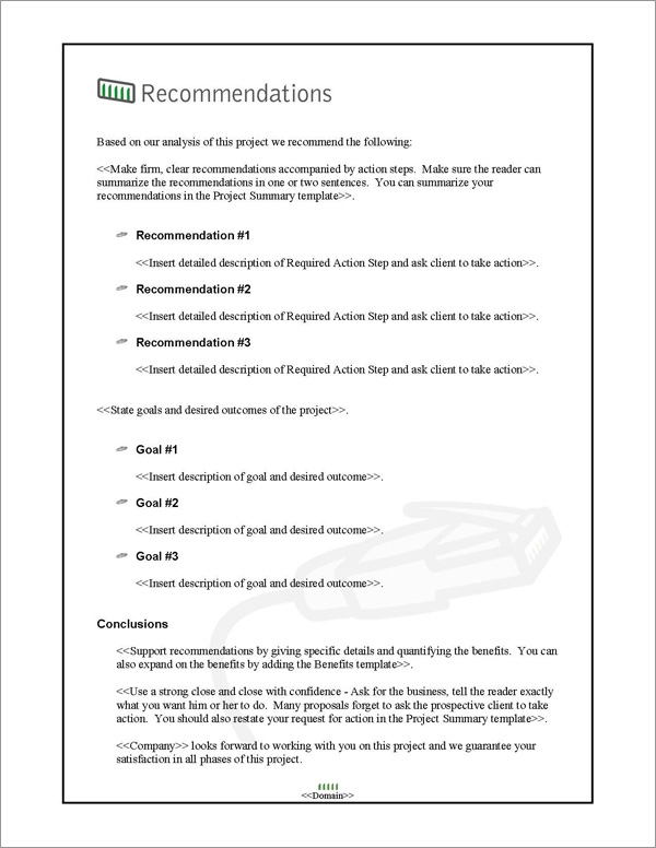 Proposal Pack Computers #2 Recommendations Page Proposal Pack Computers #2 Recommendations Page