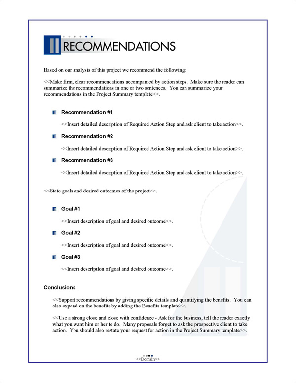 Proposal Pack Business #10 Recommendations Page Proposal Pack Business #10 Recommendations Page