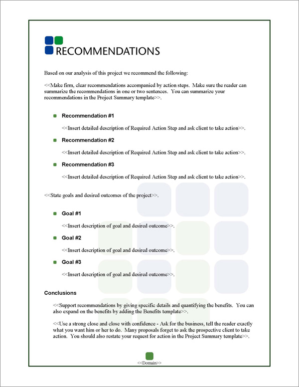 Proposal Pack Classic #6 Recommendations Page Proposal Pack Classic #6 Recommendations Page