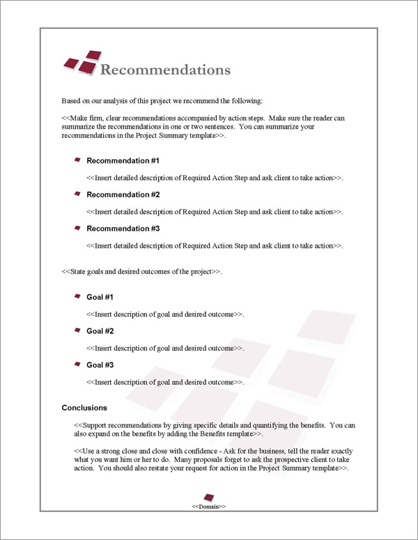 Proposal Pack Business #11 Recommendations Page Proposal Pack Business #11 Recommendations Page