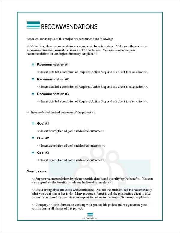 Proposal Pack People #1 Recommendations Page Proposal Pack People #1 Recommendations Page