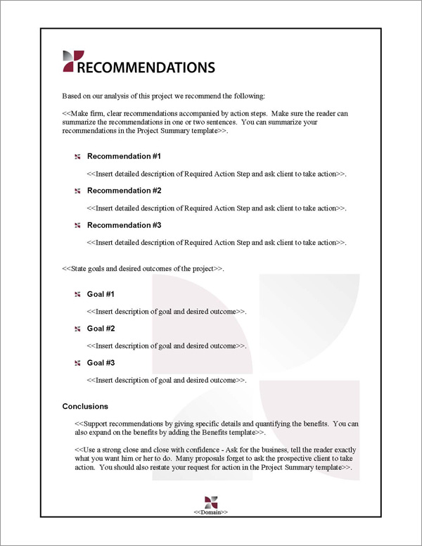 Proposal Pack Classic #7 Recommendations Page Proposal Pack Classic #7 Recommendations Page