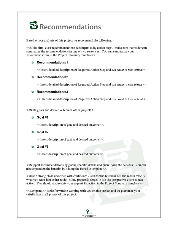 Proposal Pack Computers #3 Recommendations Page Proposal Pack Computers #3 Recommendations Page