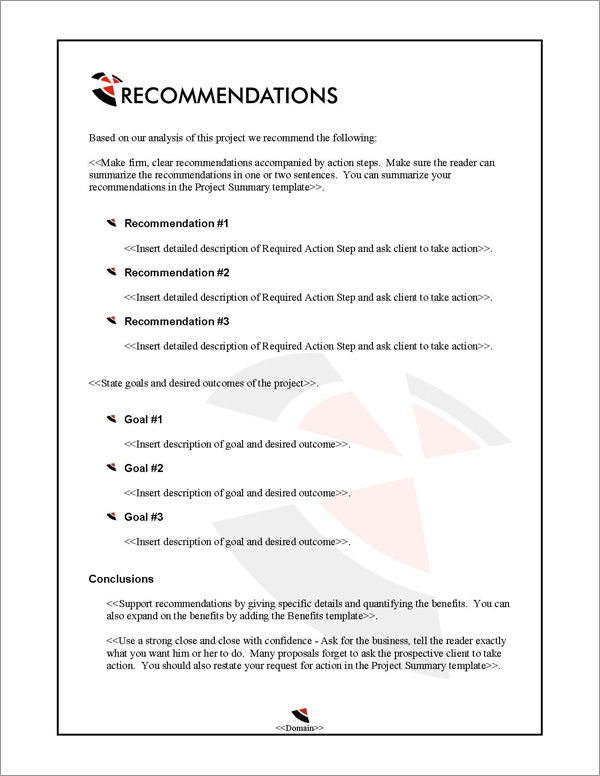 Proposal Pack Business #12 Recommendations Page