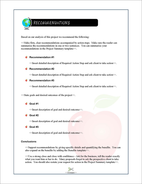 Proposal Pack Education #2 Recommendations Page