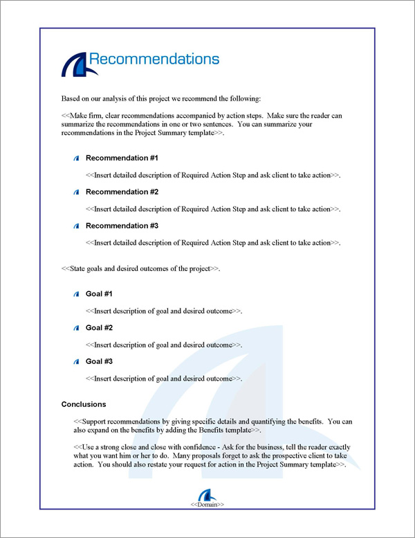 Proposal Pack Contemporary #7 Recommendations Page Proposal Pack Contemporary #7 Recommendations Page