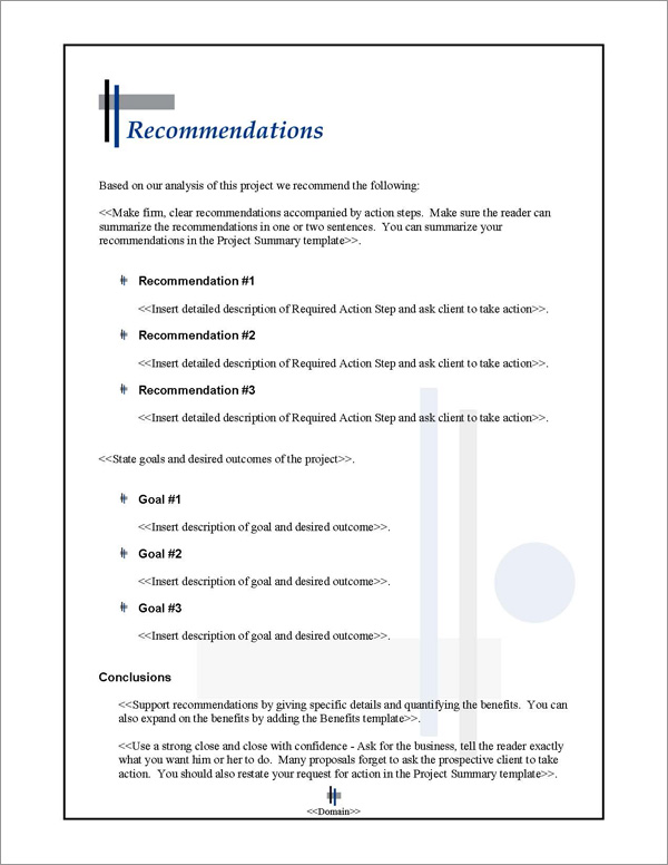 Proposal Pack Classic #9 Recommendations Page Proposal Pack Classic #9 Recommendations Page