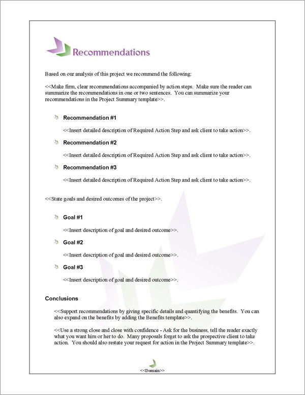 Proposal Pack In Motion #5 Recommendations Page Proposal Pack In Motion #5 Recommendations Page
