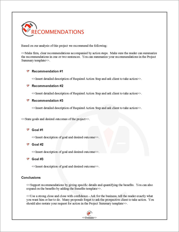 Proposal Pack Business #13 Recommendations Page Proposal Pack Business #13 Recommendations Page