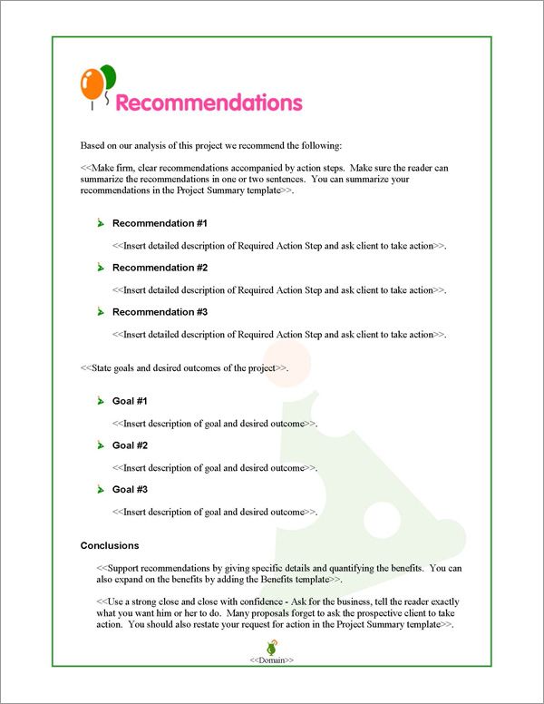 Proposal Pack Events #1 Recommendations Page Proposal Pack Events #1 Recommendations Page