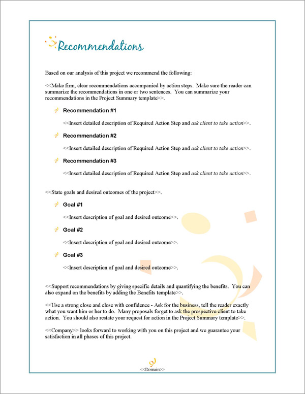 Proposal Pack Events #2 Recommendations Page Proposal Pack Events #2 Recommendations Page