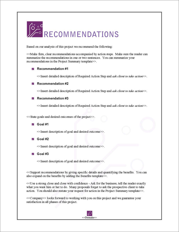 Proposal Pack Tech #5 Recommendations Page Proposal Pack Tech #5 Recommendations Page