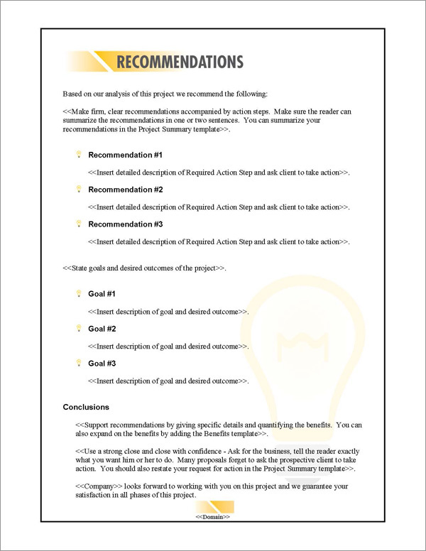 Proposal Pack Concepts #10 Recommendations Page Proposal Pack Concepts #10 Recommendations Page