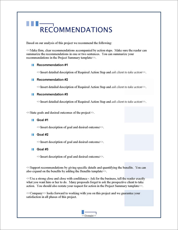 Proposal Pack Classic #10 Recommendations Page Proposal Pack Classic #10 Recommendations Page