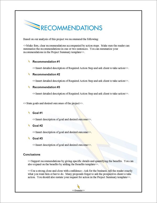 Proposal Pack Contemporary #8 Recommendations Page