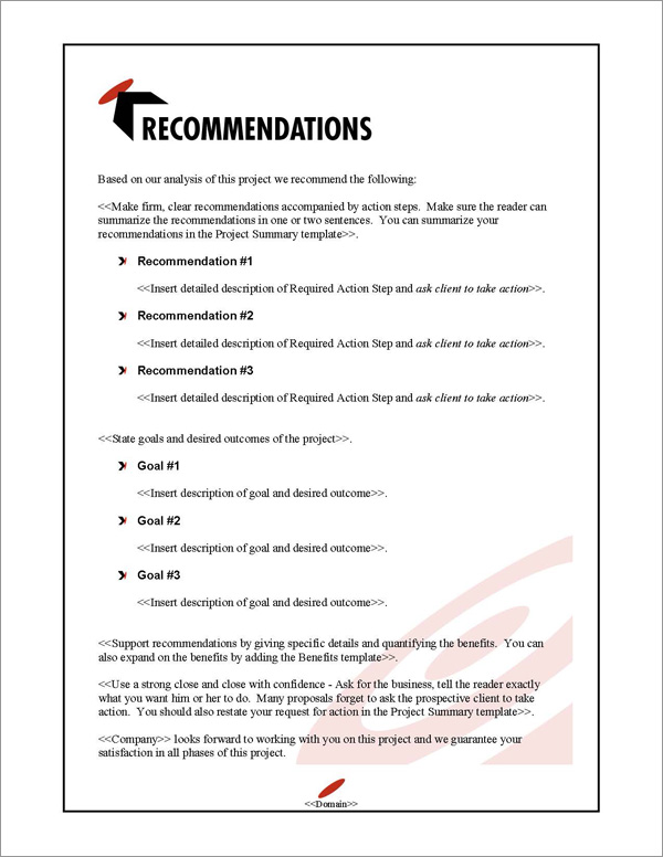 Proposal Pack Bullseye #1 Recommendations Page Proposal Pack Bullseye #1 Recommendations Page