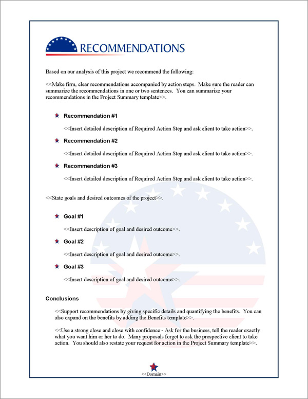 Proposal Pack Flag #3 Recommendations Page