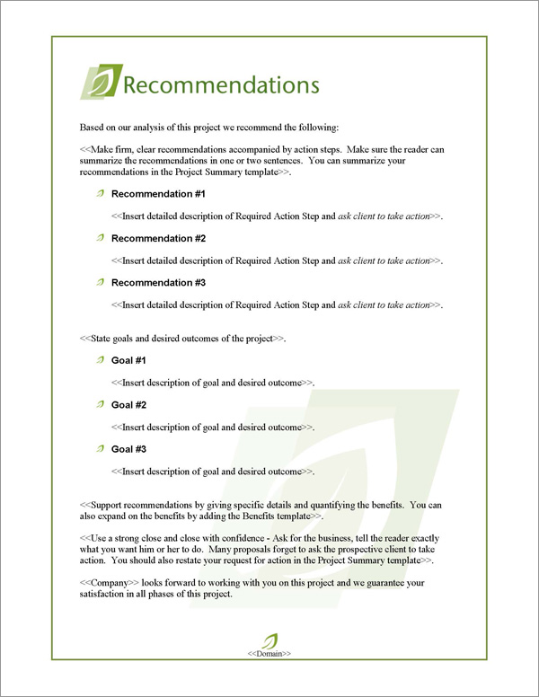 Proposal Pack Nature #5 Recommendations Page Proposal Pack Nature #5 Recommendations Page