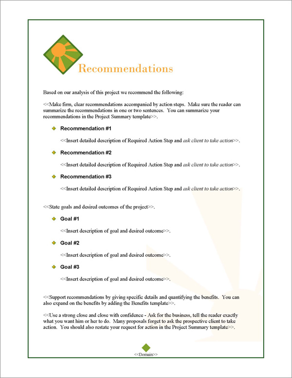 Proposal Pack Energy #1 Recommendations Page Proposal Pack Energy #1 Recommendations Page