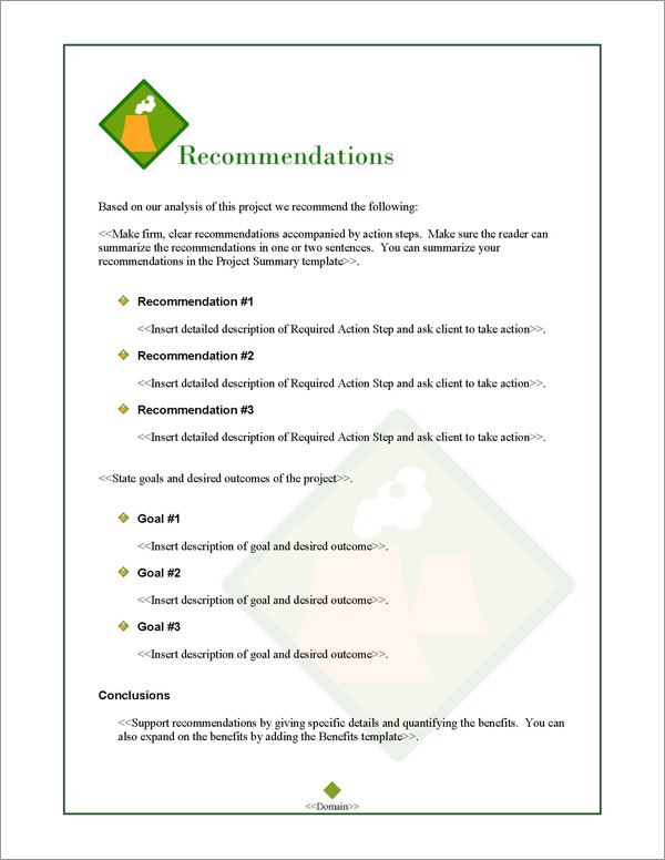 Proposal Pack Energy #3 Recommendations Page Proposal Pack Energy #3 Recommendations Page