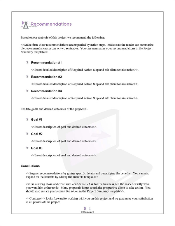 Proposal Pack Wireless #1 Recommendations Page Proposal Pack Wireless #1 Recommendations Page