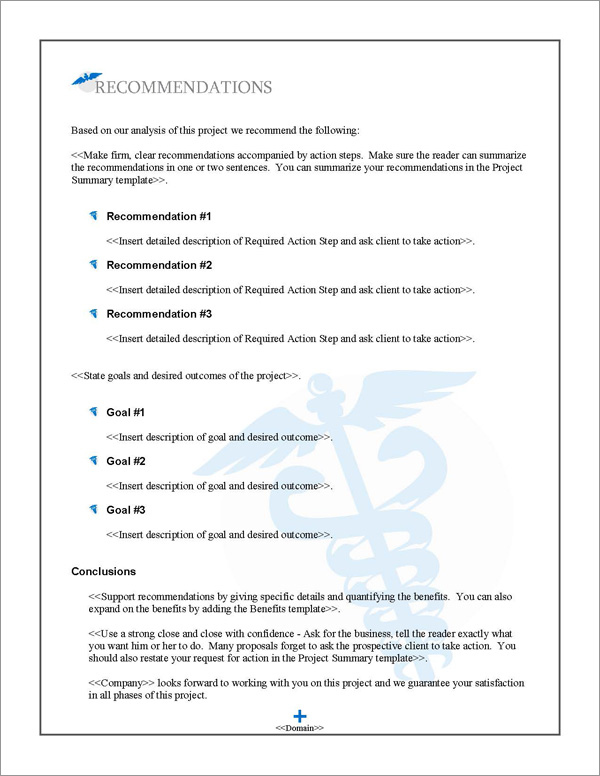 Proposal Pack Medical #4 Recommendations Page Proposal Pack Medical #4 Recommendations Page