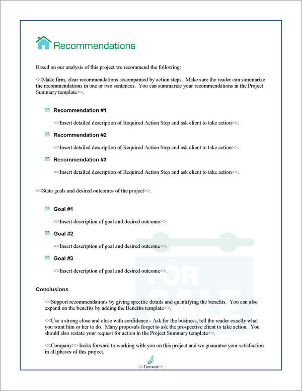 Proposal Pack Real Estate #3 Recommendations Page Proposal Pack Real Estate #3 Recommendations Page