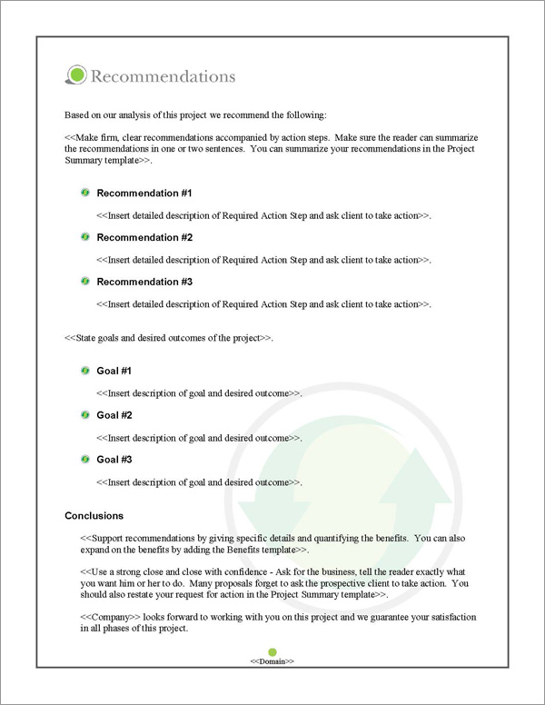 Proposal Pack Environmental #3 Recommendations Page Proposal Pack Environmental #3 Recommendations Page