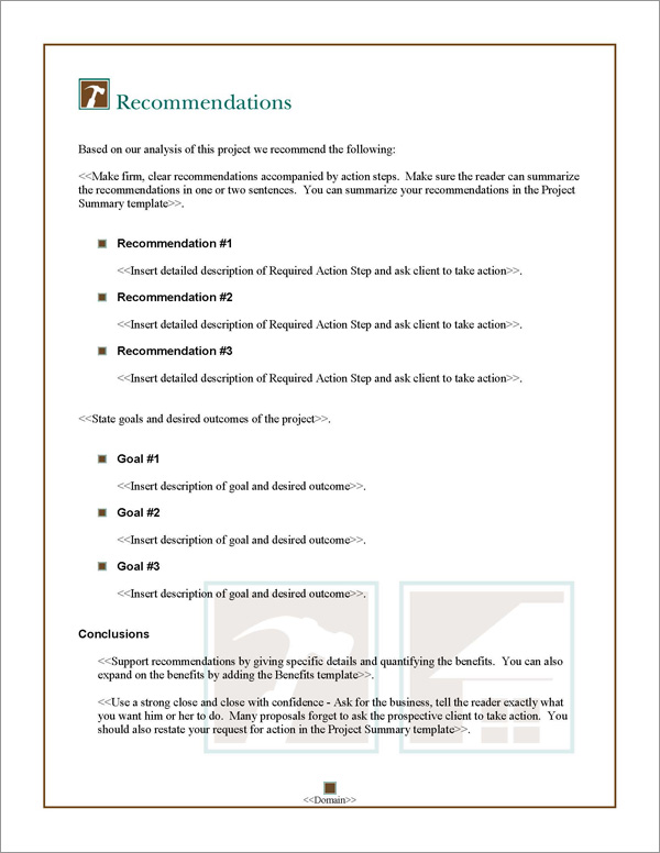 Proposal Pack Roofing #1 Recommendations Page Proposal Pack Roofing #1 Recommendations Page