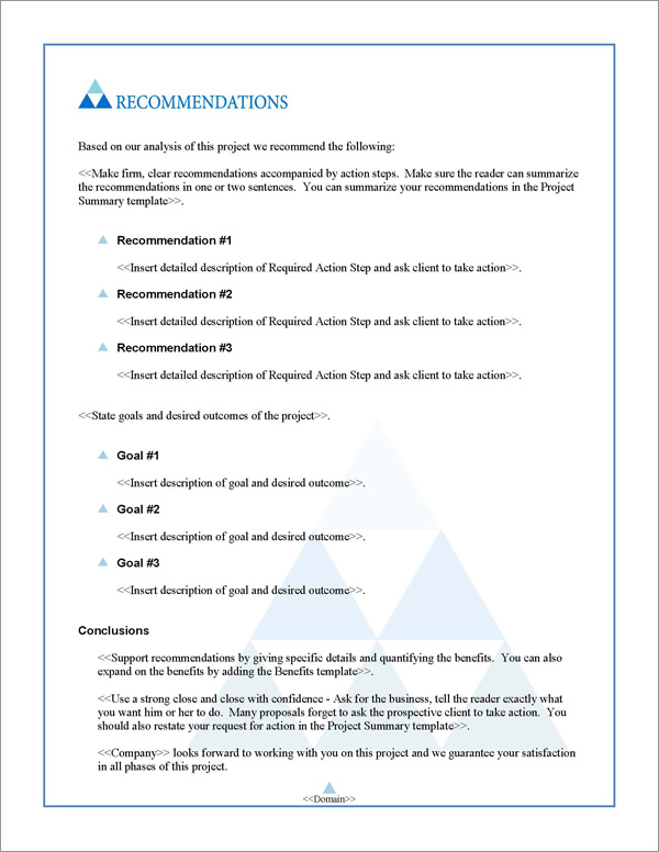 Proposal Pack Classic #11 Recommendations Page Proposal Pack Classic #11 Recommendations Page