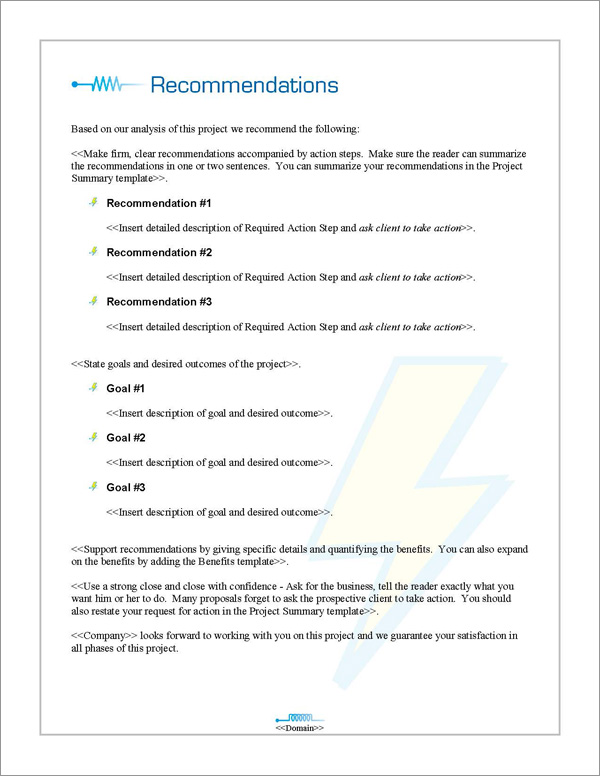 Proposal Pack Electrical #2 Recommendations Page Proposal Pack Electrical #2 Recommendations Page
