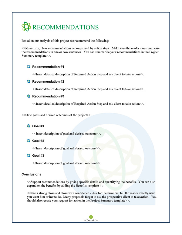 Proposal Pack Energy #5 Recommendations Page Proposal Pack Energy #5 Recommendations Page