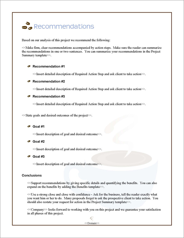 Proposal Pack Food #3 Recommendations Page Proposal Pack Food #3 Recommendations Page