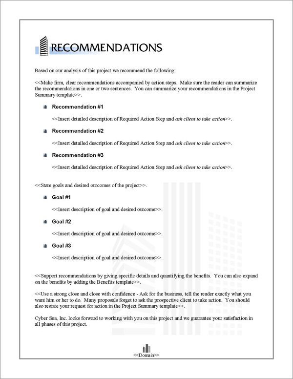 Proposal Pack Skyline #2 Recommendations Page Proposal Pack Skyline #2 Recommendations Page