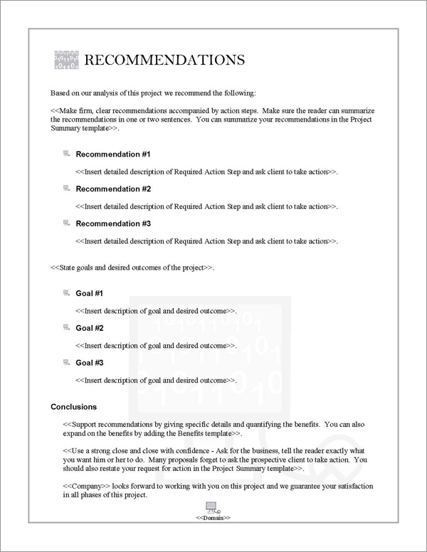 Proposal Pack Computers #4 Recommendations Page Proposal Pack Computers #4 Recommendations Page