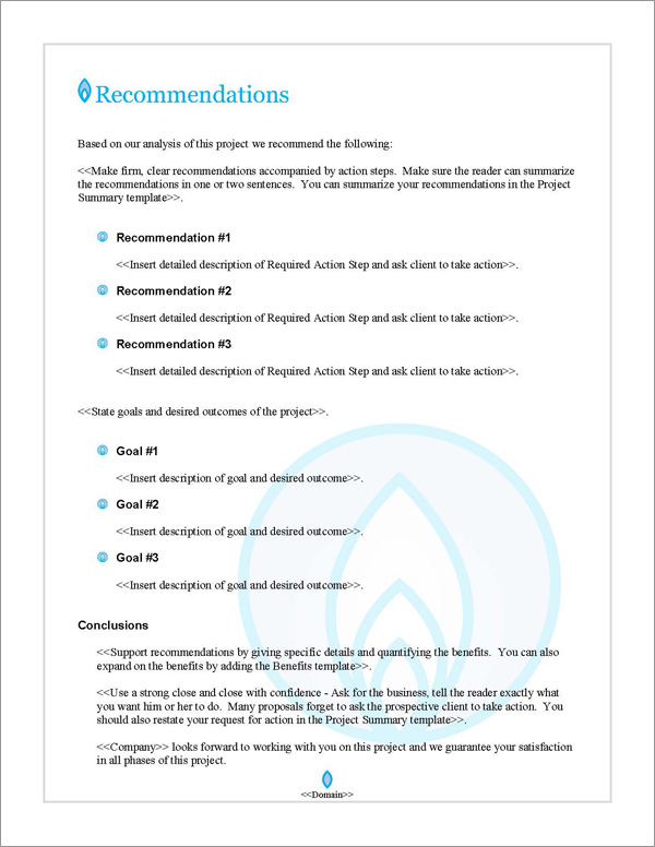 Proposal Pack Energy #6 Recommendations Page Proposal Pack Energy #6 Recommendations Page