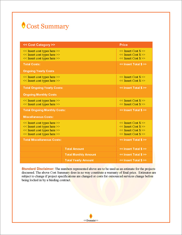Proposal Pack Energy #7 Cost Summary Page Proposal Pack Energy #7 Cost Summary Page