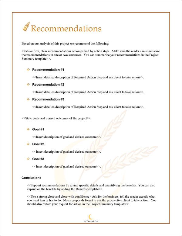 Proposal Pack Agriculture #2 Recommendations Page Proposal Pack Agriculture #2 Recommendations Page
