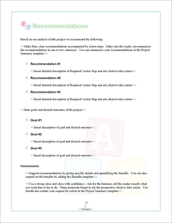 Proposal Pack Children #1 Recommendations Page Proposal Pack Children #1 Recommendations Page