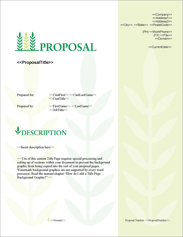 Proposal Pack Agriculture #3 Title Page