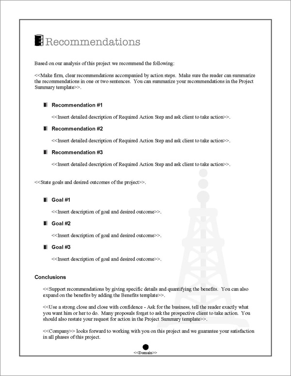 Proposal Pack Energy #8 Recommendations Page Proposal Pack Energy #8 Recommendations Page