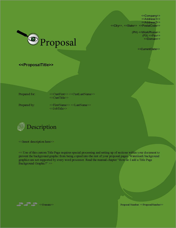 Proposal Pack Investigation #1 Title Page