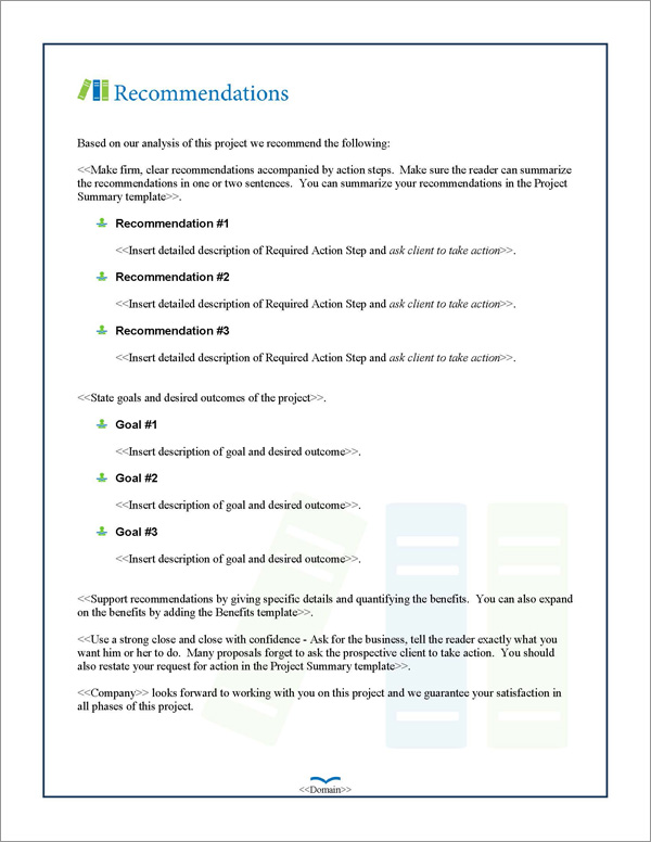 Proposal Pack Books #2 Recommendations Page Proposal Pack Books #2 Recommendations Page