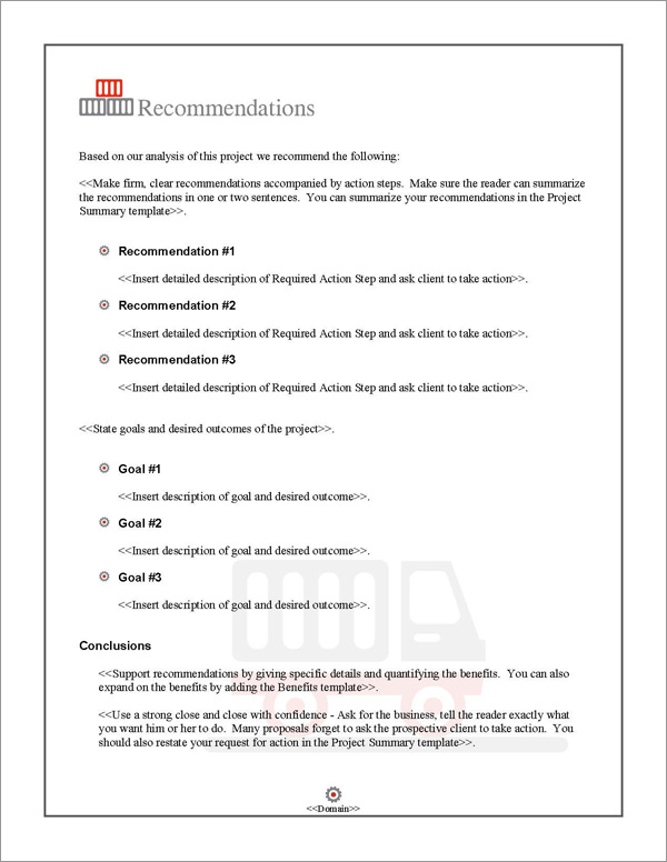 Proposal Pack Transportation #3 Recommendations Page