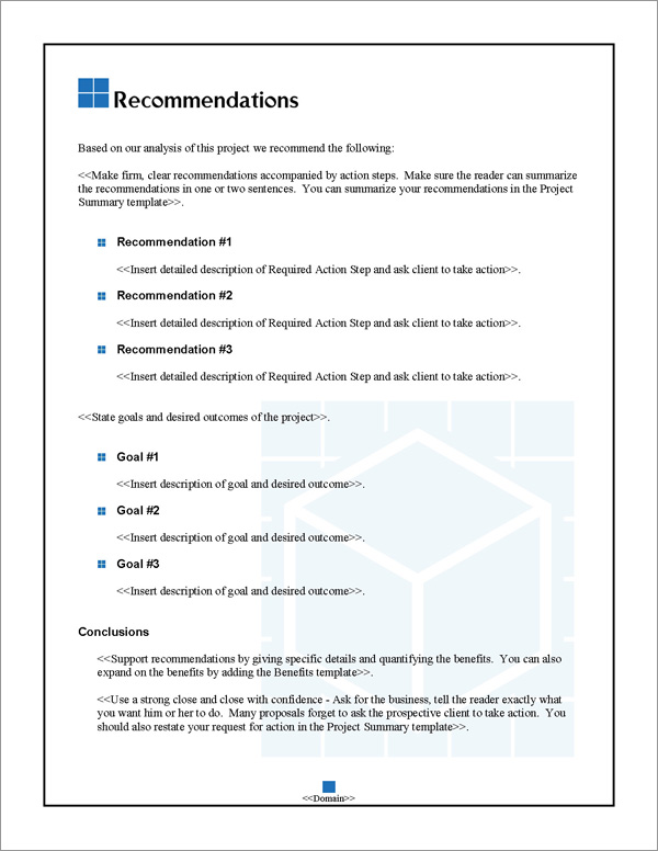 Proposal Pack Classic #14 Recommendations Page Proposal Pack Classic #14 Recommendations Page